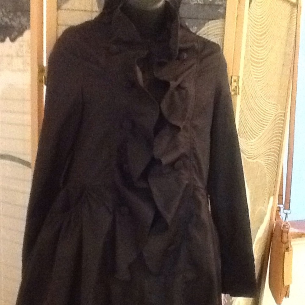XOXO Black Ruffle Coat